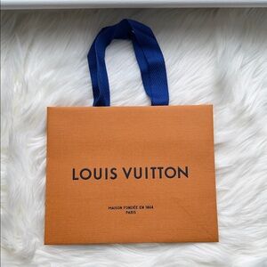 Louis Vuitton Orange Shopping Bag with Blue Handles